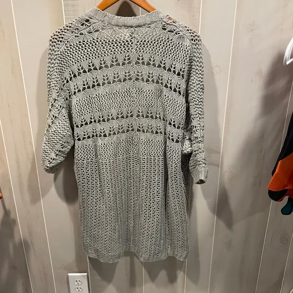 Cute Aeropostale open weave stone cardigan slouchy coverup cotton festival - Image 3