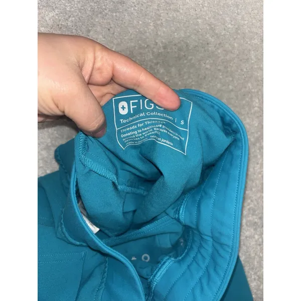 Figs Zamora Teal Blue Jogger Scrub Pants Women's Small Style Some Stains Mid Ris - Image 4