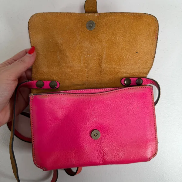 Patricia Nash Torri Hot Pink Leather Small Crossbody Purse Bag Distressed Wallet - Image 7