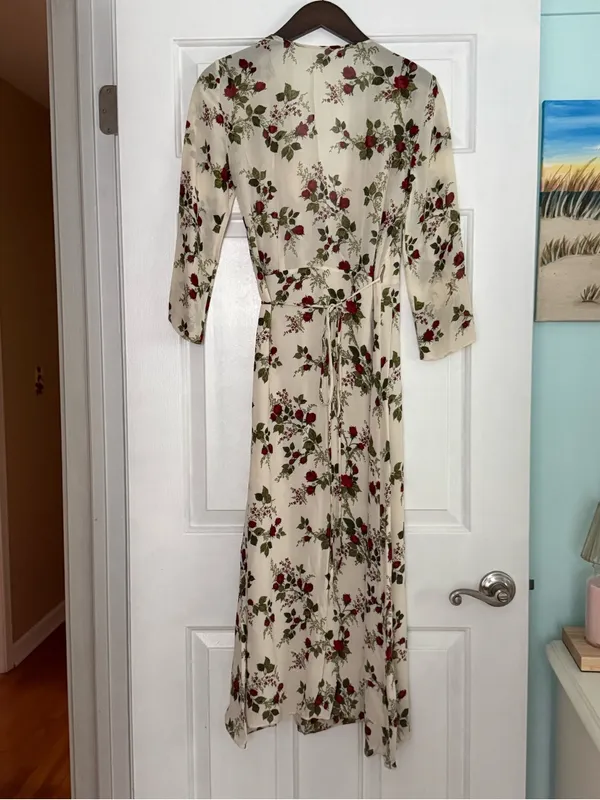 Reformation Allesandra Wrap Dress in Rose Print - Image 3