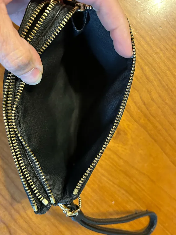 Coach Black Pebbled Leather Double Zip Wristlet Wallet F87590 - Image 7
