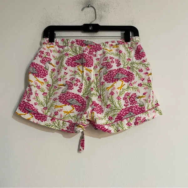 Printfresh Queen Lotus in Pink Cloud Pajama Shorts Size XS Bird Floral - Image 4