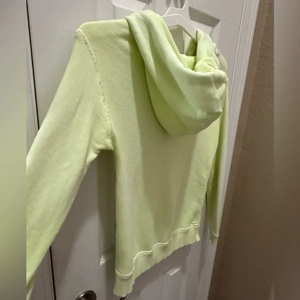 AMERICAN EAGLE neon green hoodie size XS distressed 100% cotton - Image 8