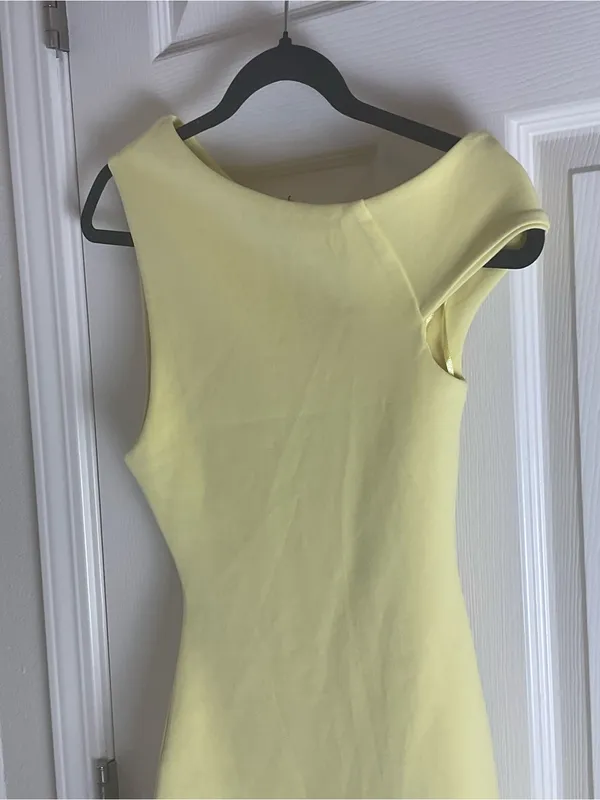 NWT ZARA Pale Yellow Asymmetric Ruched Midi Dress - Size Small - Image 6