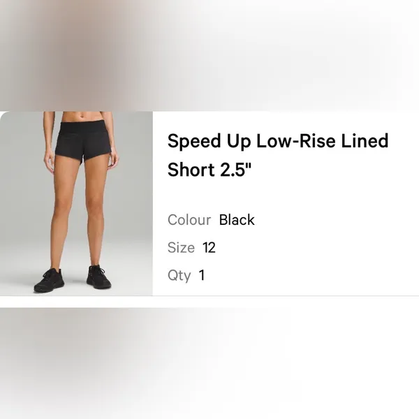 Lululemon Speed Up Shorts 2.5 inch Black Size 12 - Image 2