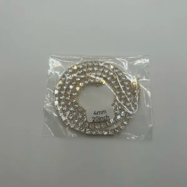 Moissanite Tennis Chain ICED Out Necklace 4mm Hip Hop VVS1 New Gold No Pass 20” - Image 2
