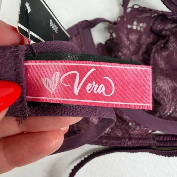 Vera Large Cage Bralette Plum Purple Lace Strappy Adjustable 30018 New Sexy Edgy - Image 7