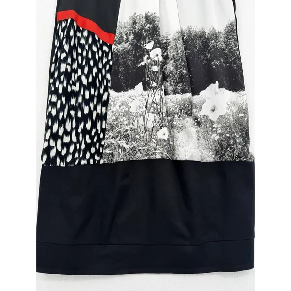 Bleu Blanc Rouge Mixed Print Sleeveless Shift Dress Black White Red Size 38 US M - Image 5