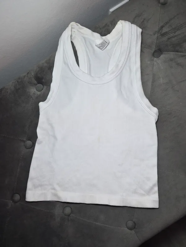 90 Degrees by Reflex Women’s White Ribbed Tank Top Small - Image 4