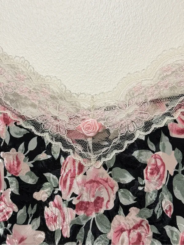 Vintage Floral Lace Cami Size Medium Tank Top USA Sears 90s Y2K - Image 5