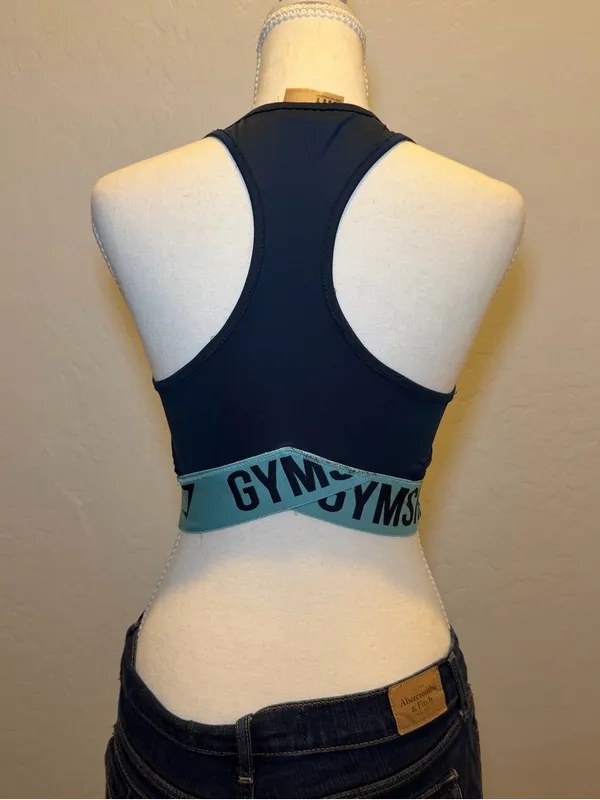 Gymshark Navy Racerback Sports Bra‎ Mint Logo Band Size S - Image 4