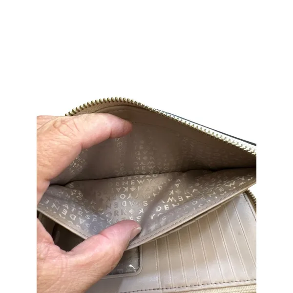 Kate Spade New York Womens Tan Leather Wallet With Zip Closure & Card Slots 8x4 - Image 6