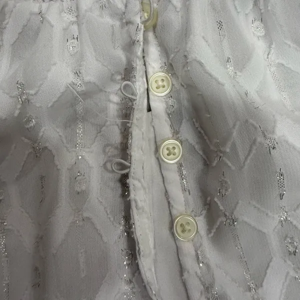 LOFT White Size M Ruffle Sleeve Textured Fairy Blouse - Image 8