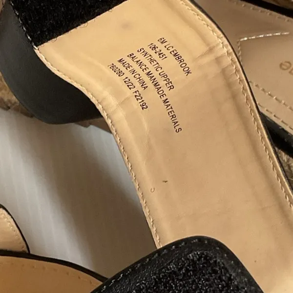 Liz Claiborne Black Espadrille Platform Sandals Size 6M Slide Wedge - Image 9