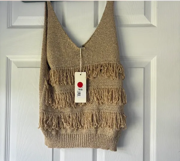 Astrid Gold Fringe Tank Top - Image 2