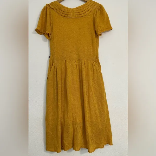 Anthropologie By Moth Mustard Sweater Wrap Puff Sleeve Mini Dress Pockets XS - Image 8