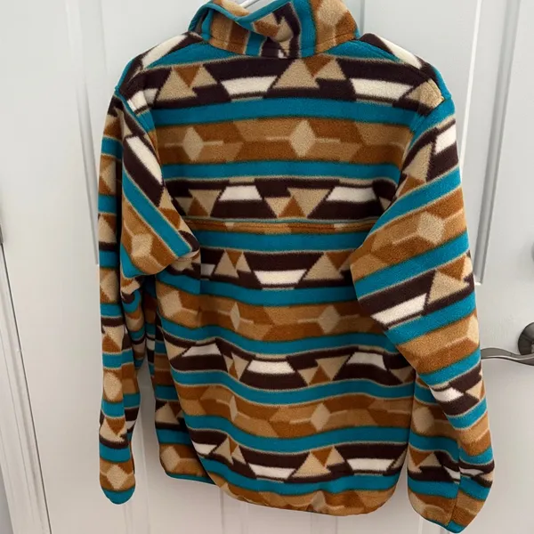 Patagonia Turquoise & Tan Geometric Snap-T Fleece Pullover - Image 10
