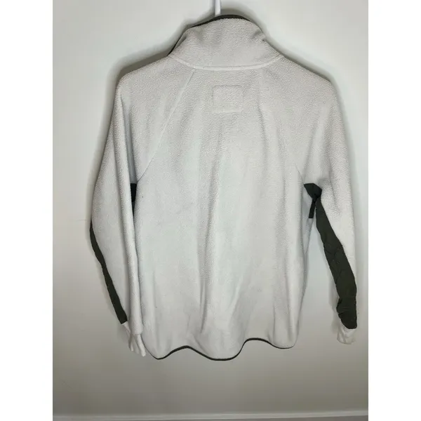 Abercrombie & Fitch Wm LG White Sherpa Green Colorblock Half Button Jacket - Image 2