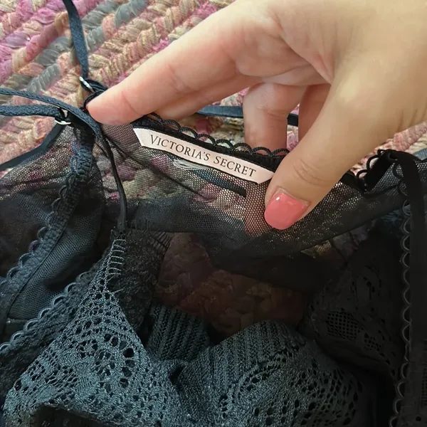 Victorias Secret Black Lace Sheer Mesh Baby Doll Slip - Image 7