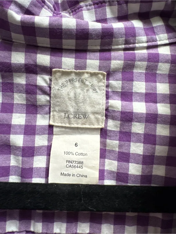 JCREW Women’s Purple Gingham Button-Down Shirt - Image 4