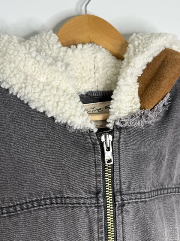 Free People We The Free Perry Hooded Denim Sherpa Jacket XS - Image 6