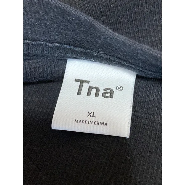 Aritzia TNA Womens Black Long Sleeve Crew Neck Knit T Shirt Tee Crop Top Size XL - Image 3