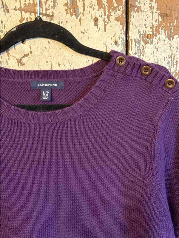 Women's Land's End Purple cotton-blend crewneck sweater size Large (medium) - Image 2
