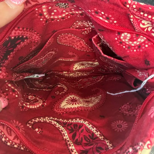 Vera Bradley Red Paisley Quilted Crossbody Bag - Image 4
