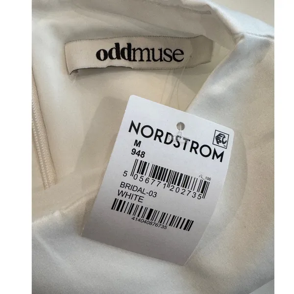 NWT Odd Muse Satin Straight Neck Mini Dress Size Medium White - Image 13