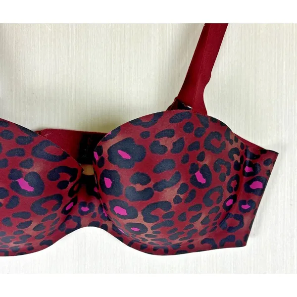 Victoria Sport‎ by Victorias Secret Bra Sz 32C Burgundy Red Leopard Print - Image 2