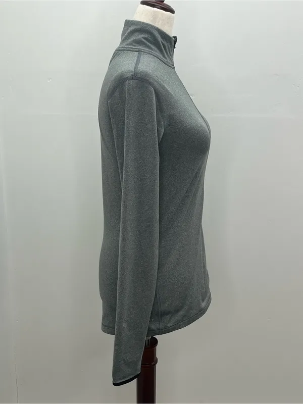 Nike Pro Dri-FIT Womens Gray Half-Zip Pullover Mock Neck w/Thumbholes Medium - Image 6