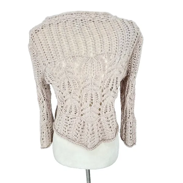 Vtg‎ Dressbarn Y2K Sweater Cardigan Crochet S Bell Sleeve Hippie Boho Festival - Image 5