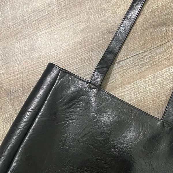 Black Pleather Tote Bag - Image 3