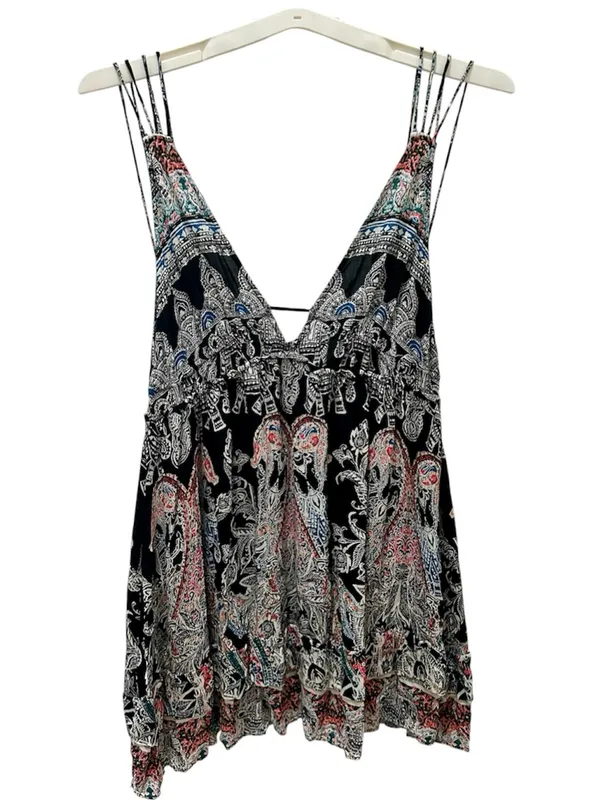 Free People Printed Mini Slip Dress Medium - Image 3