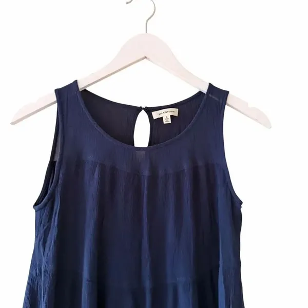 Max Studio Sleeveless Tiered Maxi Navy Pockets Bohemian Festival Dress SZ S - Image 6