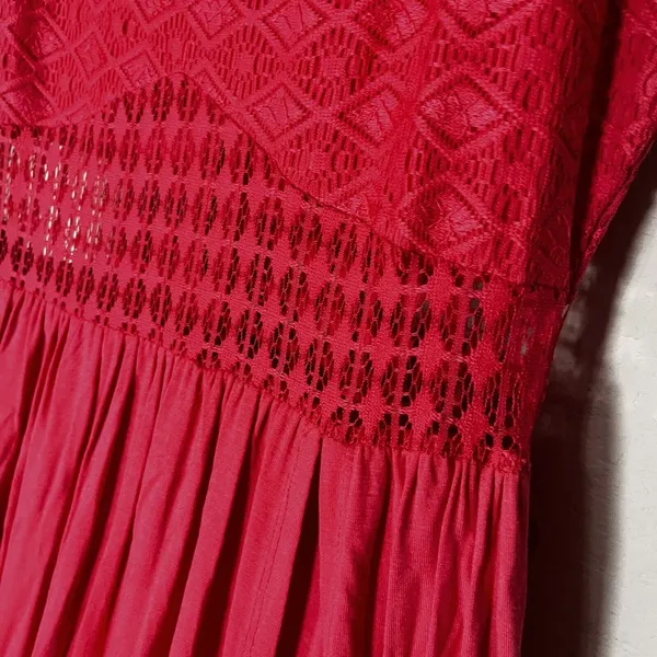 Material Girl Red Maxi dress Layered Mini Skirt‎ Sleeveless size S illusion - Image 5