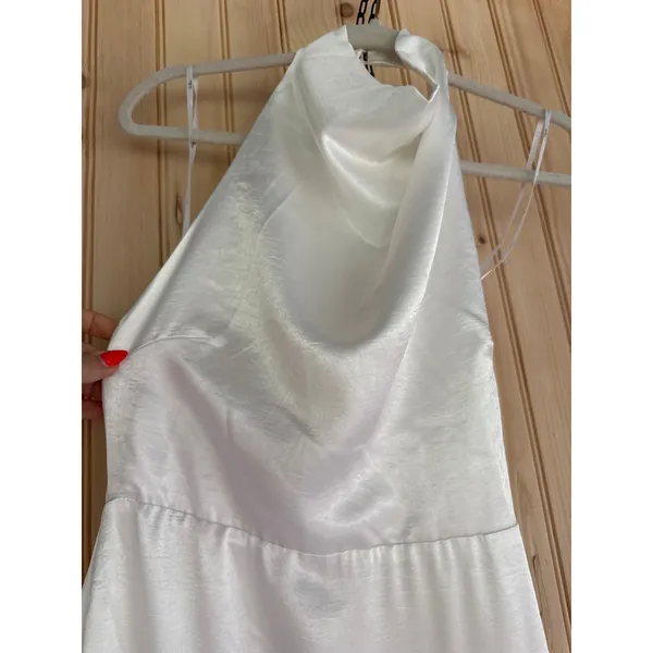 NWT Lulus Meliana White Satin Halter Backless Maxi Dress Wedding Gown Bride Sz S - Image 4
