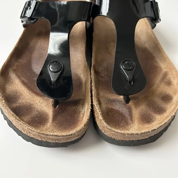 Birkenstock Gizeh Birko-Flor Patent Black Sandals Size 42 US 11 - Image 3