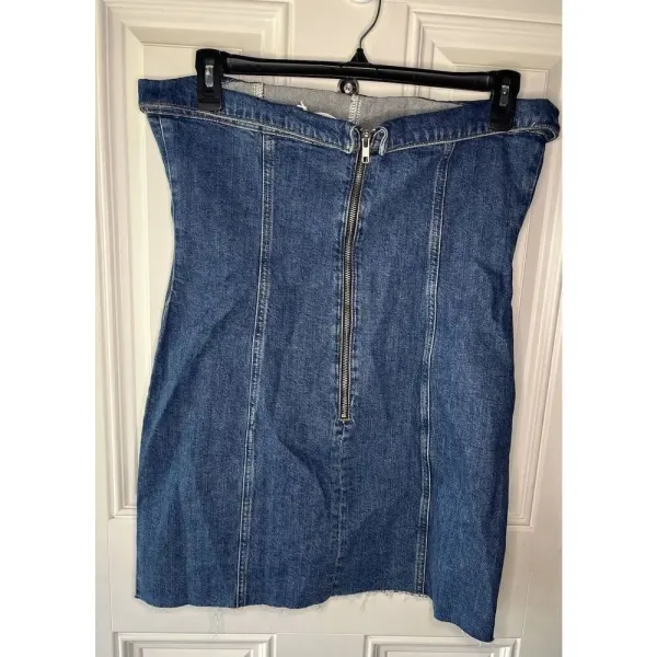 Reformation NWT Madilyn denim blue jean strapless mini dress Zip Up Size 12 - Image 4