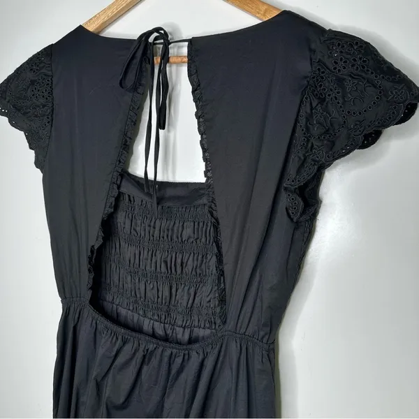 Jason Wu Black Open Back Eyelet Smocked Maxi Dress Size Large - Image 8