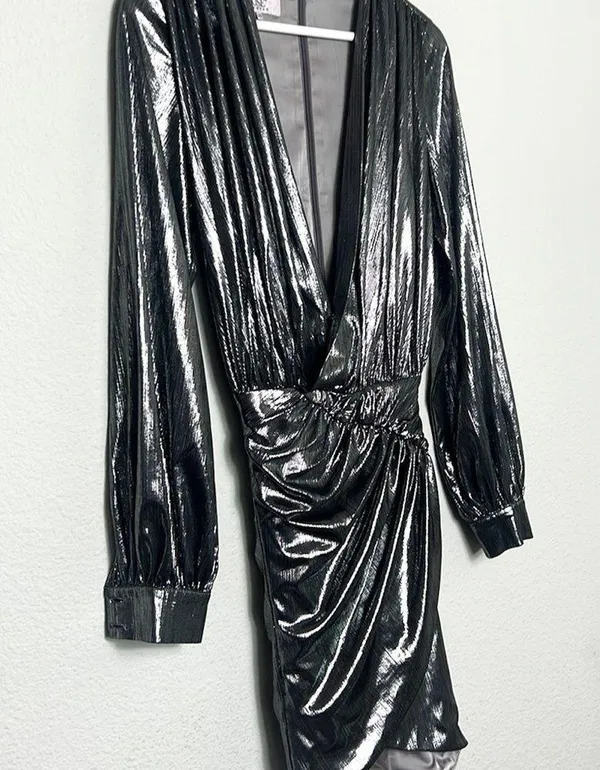 House of Cb London Alvona Silver Metallic Mini Dress - Image 4