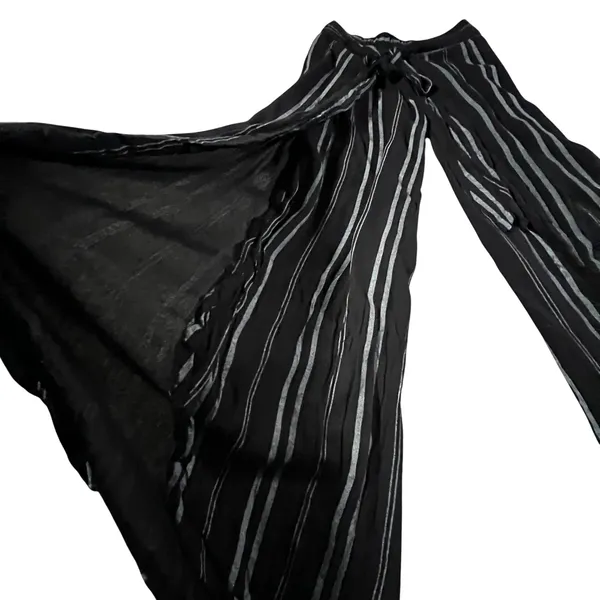 Japna‎ Wide Leg Pants Women Small Black Striped Split Leg Palazzo Harem Pants - Image 4