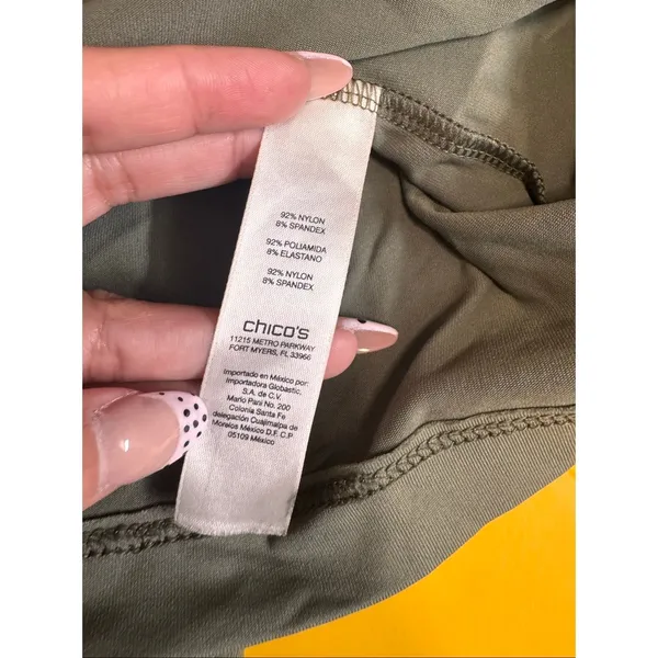 Chico's Olive Green Tank Top Womens Size 2 L Large Stretch Athletic Layering Cam - Image 4