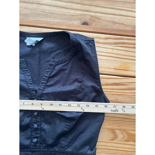 Ann Taylor LOFT Dress 4 Black Sleeveless‎ Cotton V-Neck A-Line Side Zip - Image 7