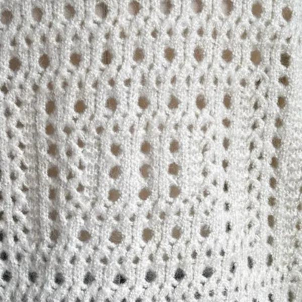 Cream Cardigan Chunky Knit Grandpa oversized‎ fit Cozy Open Weave Boho small - Image 6