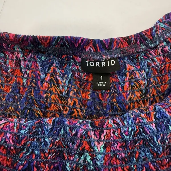 Torrid Colorful Chevron Smocked Strapless‎ Off Shoulder Maxi Dress Size 1X - Image 11