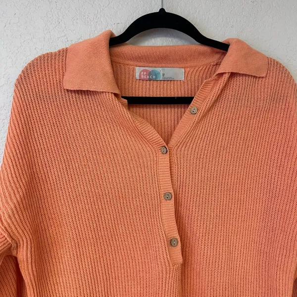 Free People Long Sleeve Picnic Sweater Linen Blend Romper Size XS - Image 5