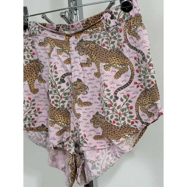 Printfresh Bagheera Pink Leopard Cotton Pajama Sleep Shorts Womens Size XS - Image 3