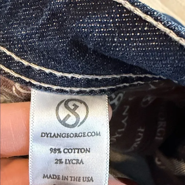 Dylan George Ring Spun Denim Alexandra Flare Jeans Size 28 Distressed Dark Wash - Image 6