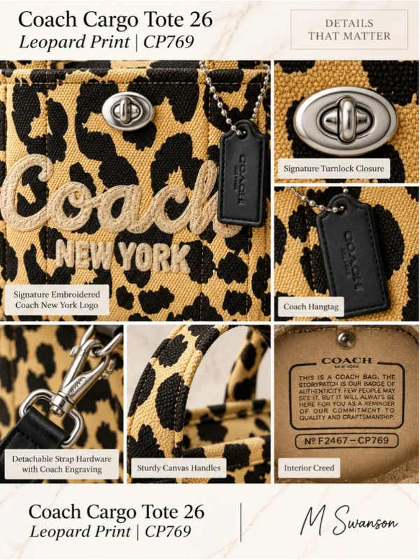 NEW Coach Cargo Tote Bag 26 Leopard Print CP769 NWOT - Image 2